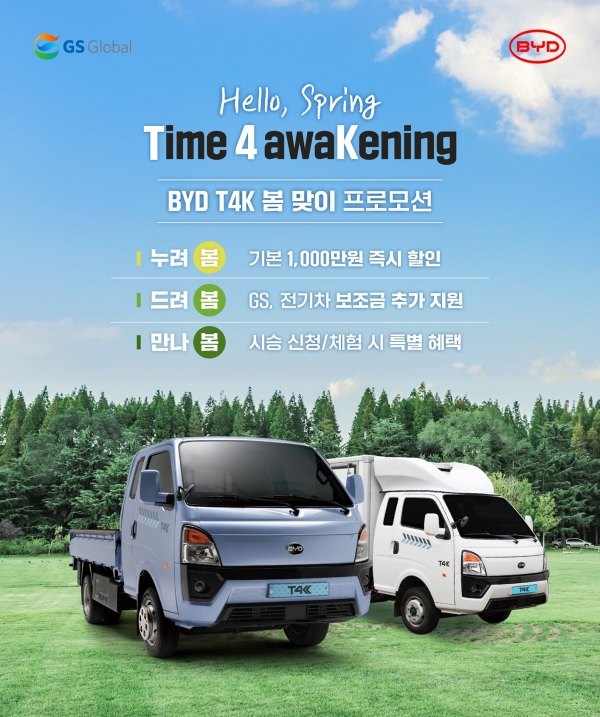 BYD Electric Truck T4K Promotion..Cargo can be purchased in the range of 16 million won